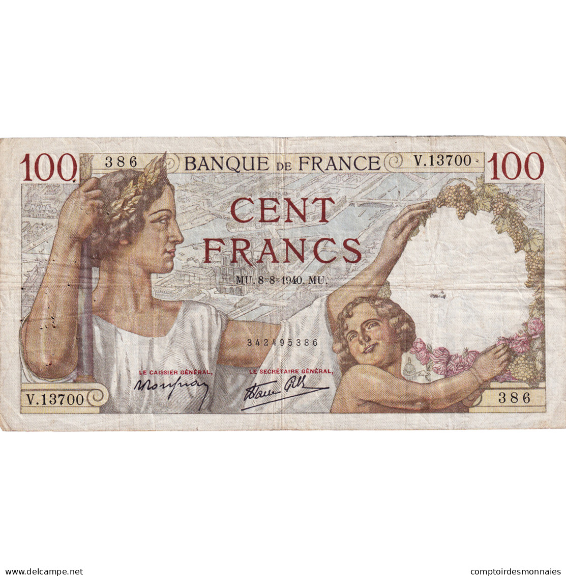 France, 100 Francs, Sully, 1940, V.13700, TB+, Fayette:26.35, KM:94 - 100 F 1939-1942 ''Sully''