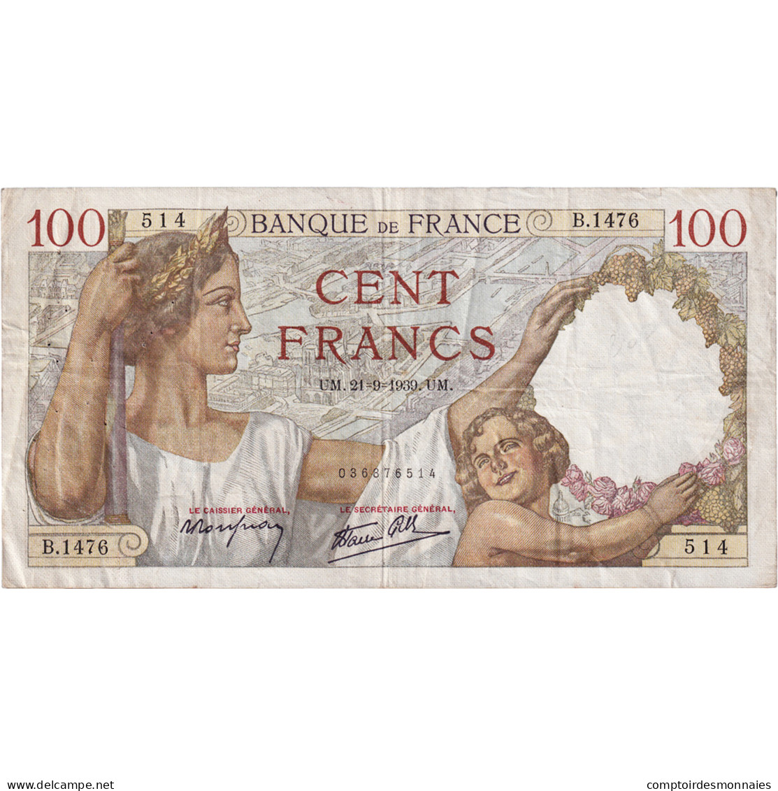 France, 100 Francs, Sully, 1939, B.1476, TB+, Fayette:26.7, KM:94 - 100 F 1939-1942 ''Sully''