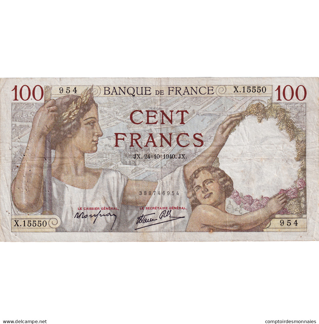 France, 100 Francs, Sully, 1940, X.15550, TB+, Fayette:26.39, KM:94 - 100 F 1939-1942 ''Sully''