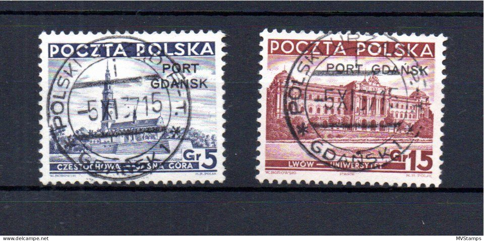 Gdansk/Polen 1937 Satz 32/33Freimarken Mit Aufdruck Gebraucht - Port Gdansk