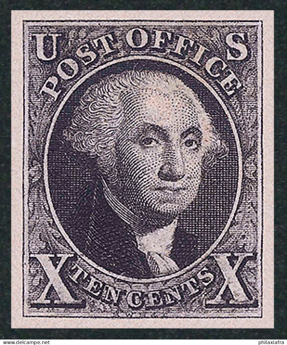 1847 États-Unis 10c Washington POST OFFICE Neuf ** Yv.2 Magnifique Reproduction - Neufs