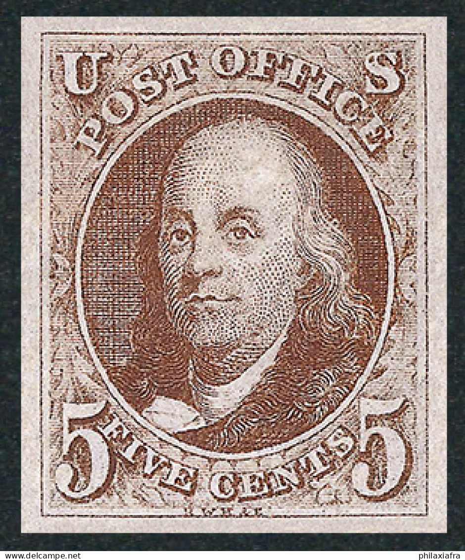 1847 États-Unis 5c. Franklin POST OFFICE, Neuf **, Yv.1 Magnifique Reproduction - Ungebraucht