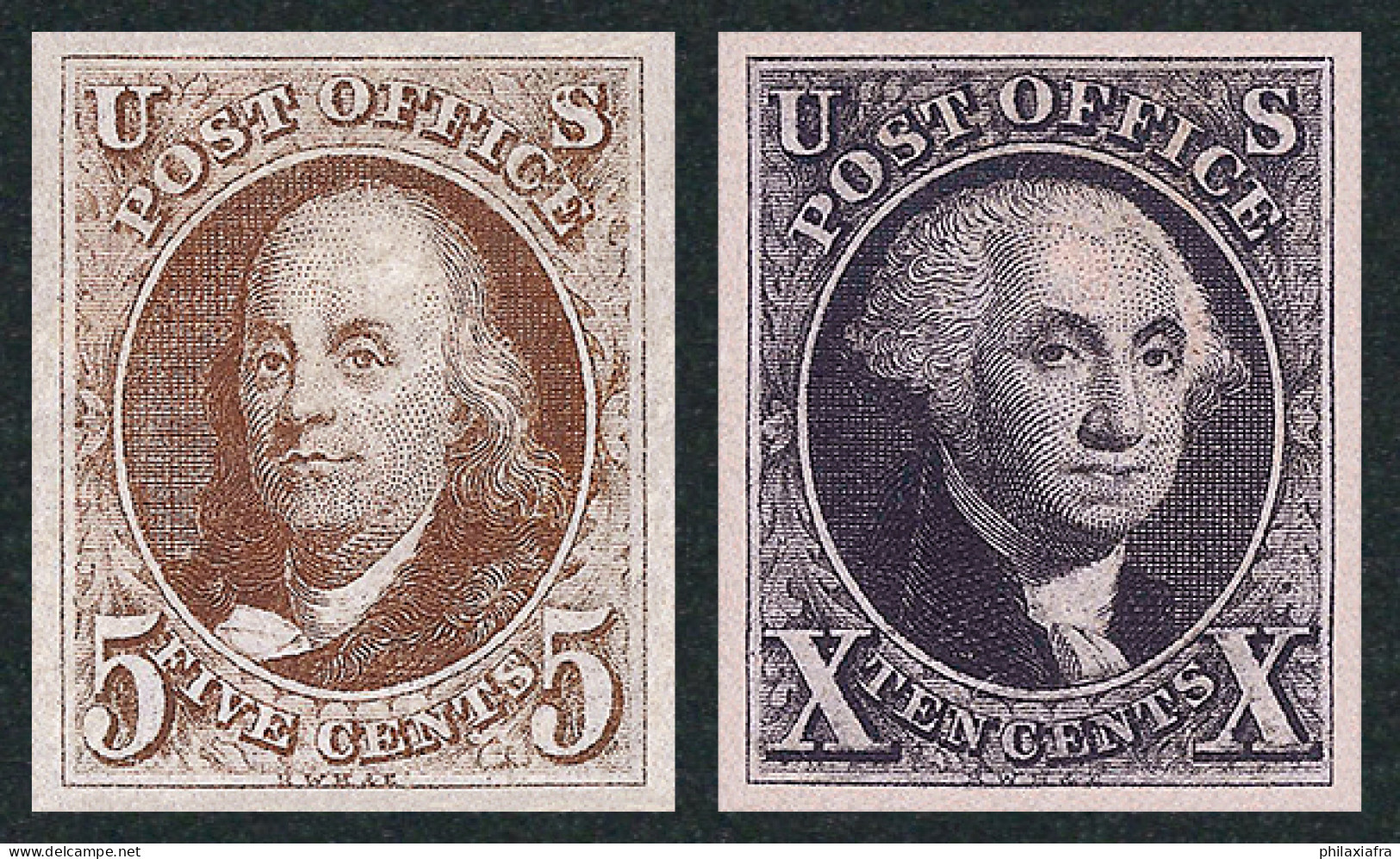1847 États-Unis, 5-10c., POST OFFICE, Neuf **, Yv.1-2 Magnifique Reproduction - Unused Stamps