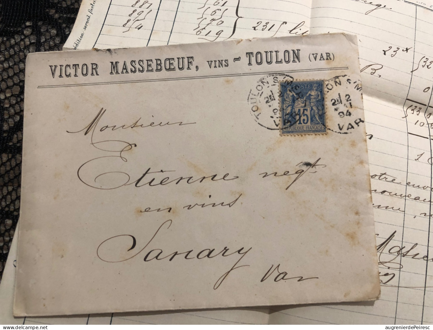 Vins Victor Masseboeuf 1894 Toulon - Rechnungen