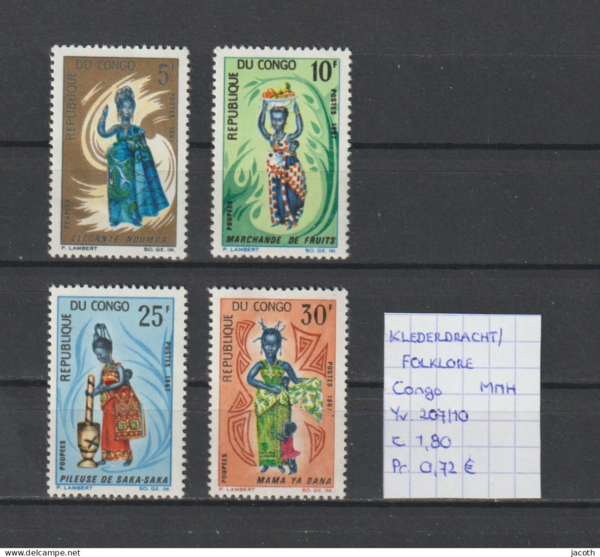 (TJ) Klederdracht & Folklore - Congo YT 207/10 (postfris/neuf/MNH) - Costumes