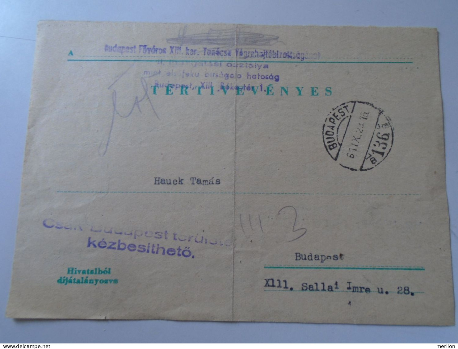 D199206  Hungary   Subpoena  1961 -   Unverified Radio    Budapest - Lettres & Documents