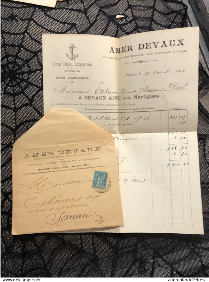 Vins Amer Devaux 1894 Martigues - Rechnungen