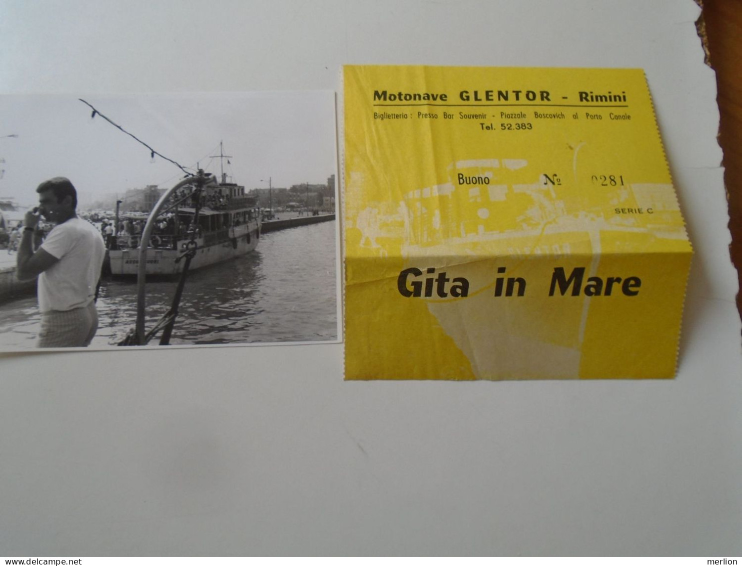 D199212     Old  Ticket  1960's  Italy  Italia  - Motonavew Glentor  Rimini - Gita In Mare  - Photo - Europe
