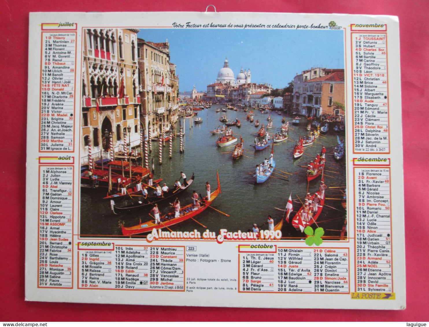 CALENDRIER ALMANACH 1990 OLLER VENISE PORTOFINO ITALIE - Grossformat : 1981-90