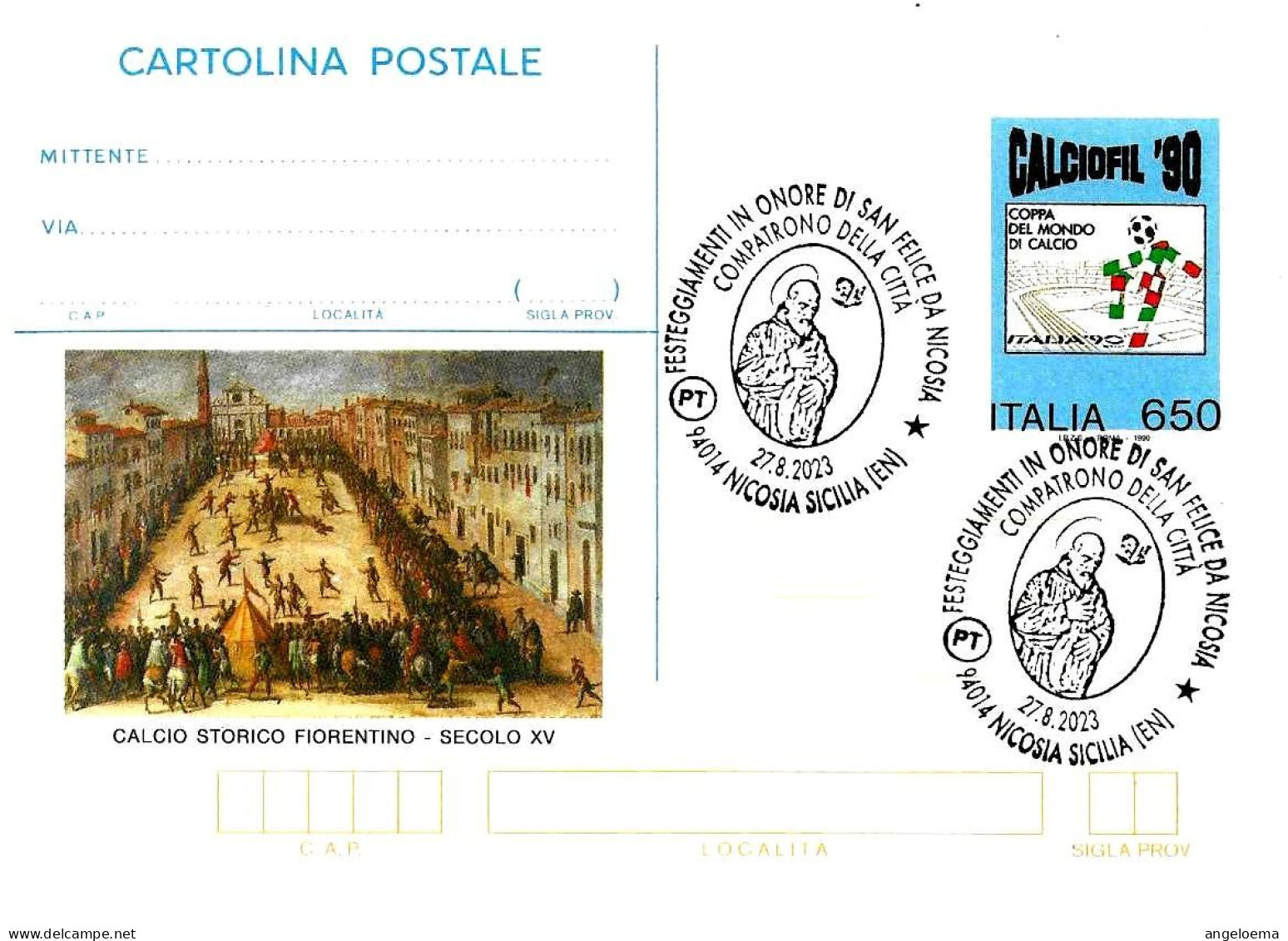 ITALIA ITALY - 2023 NICOSIA SICILIA (EN) Festeggiamenti S. FELICE Da Nicosia Compatrono Su Cartolina Postale CP - 11046 - 2021-...: Marcophilie