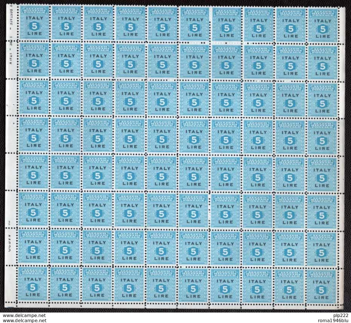 Sicilia 1943 Sass.1/9 Blocco di 80 serie **/MNH VF/F