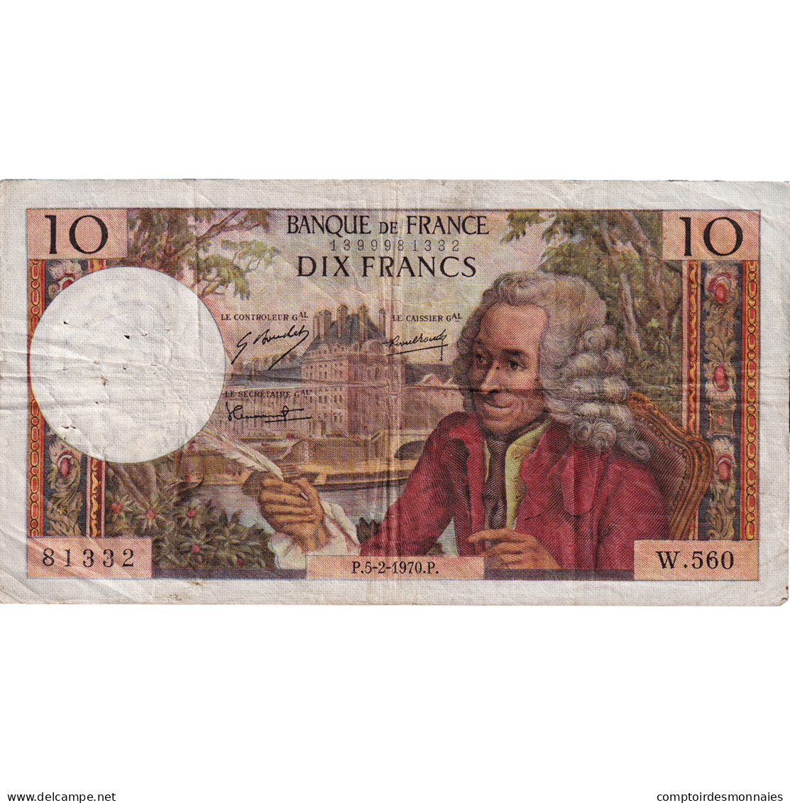 France, 10 Francs, Voltaire, 1970, W.560, TB+, Fayette:62.42, KM:147d - 10 F 1963-1973 ''Voltaire''
