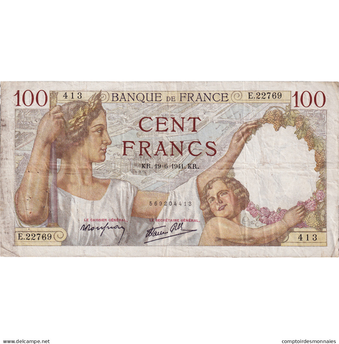 France, 100 Francs, Sully, 1941, E.22769, TB+, Fayette:26.54, KM:94 - 100 F 1939-1942 ''Sully''