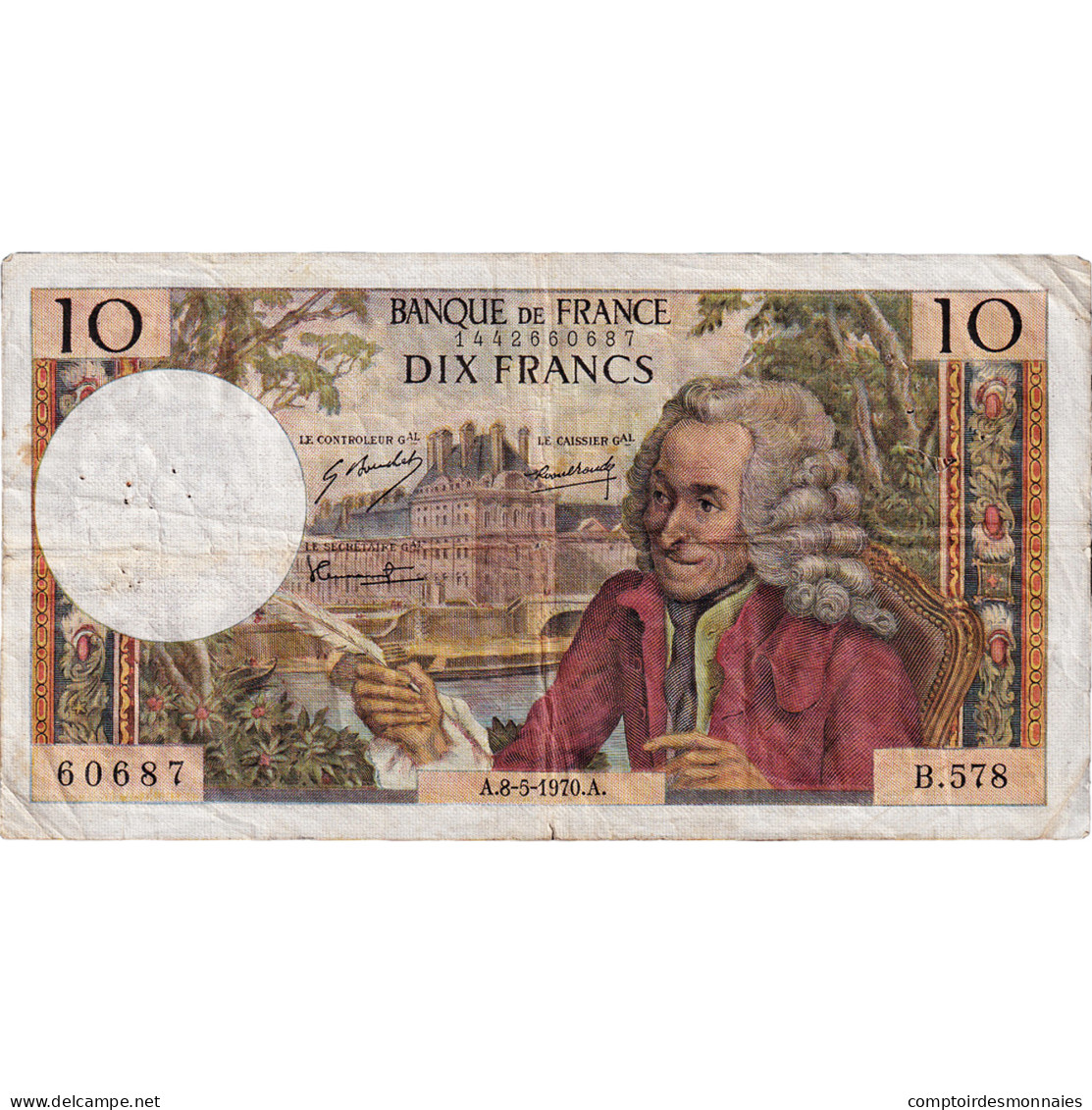 France, 10 Francs, Voltaire, 1970, B.578, TB+, Fayette:62.44, KM:147d - 10 F 1963-1973 ''Voltaire''