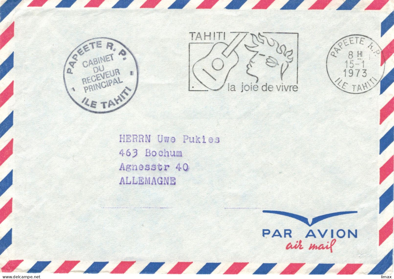 Tahiti Papeete 1973 Cabinet Du Receveur Principal - Freude Am Leben - Gitarre > Bochum - Tahiti