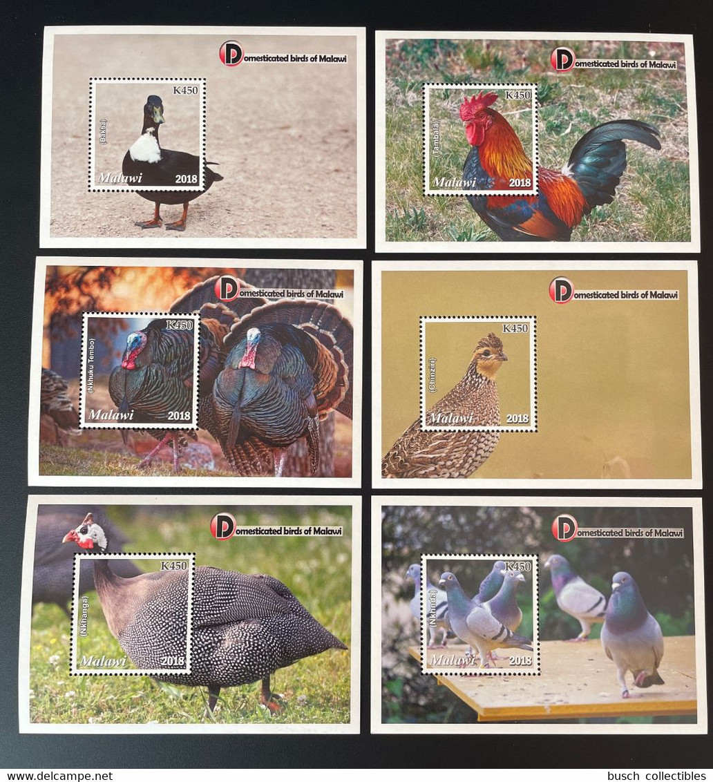 Malawi 2018 / 2019 FDC Mi. Bl. 170 - 175 Domesticated Birds Vögel Oiseaux Canard Ente Duck Pigeon Taube Coq Hahn - Columbiformes