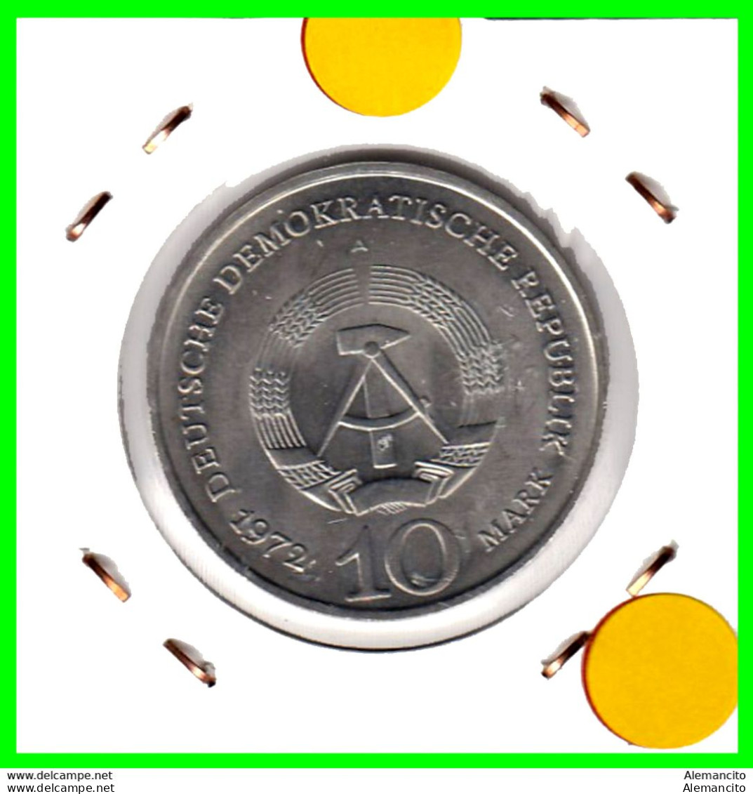 ( GERMANY DDR ) REPUBLICA DEMOCRATICA DE ALEMANIA  MONEDA DEL AÑO 1972  DE 10.00 ( BUCHENWALD MEMORIAL ) KM-38 - 10 Mark