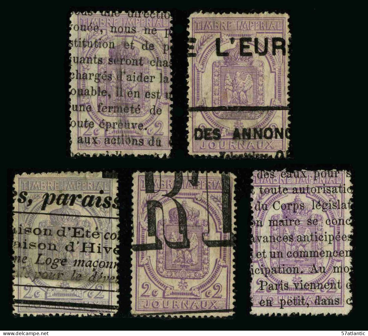 FRANCE - JOURNAUX - YT 7 - LOT DE 5 TIMBRES OBLITERES - Periódicos