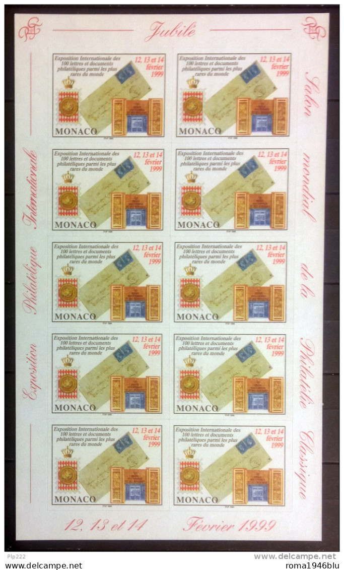 Monaco 1999 Expo Erinnofilia Minisheet **/MNH VF - Blocs