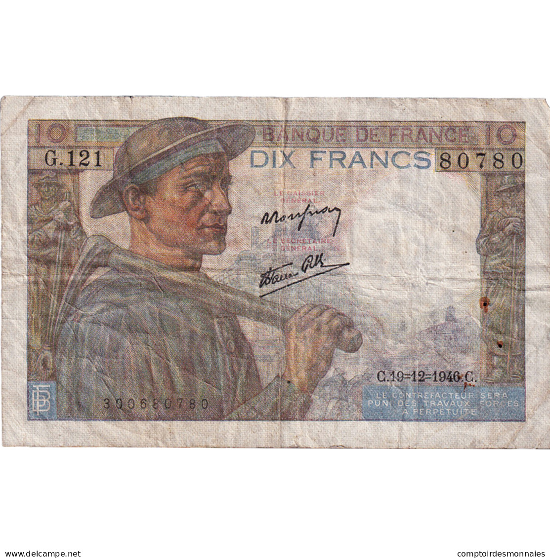 France, 10 Francs, Mineur, 1946, G.121, TB+, Fayette:8.16, KM:99e - 10 F 1941-1949 ''Mineur''