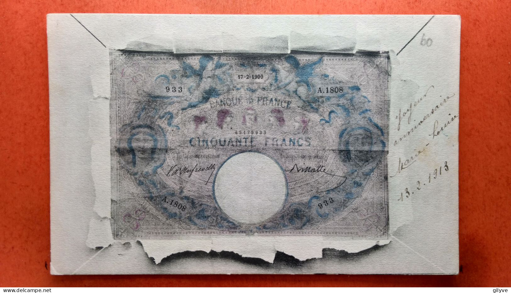 CPA.   Banque De France - Billet De Cinquante Francs.   (2A.n°1150) - Münzen (Abb.)