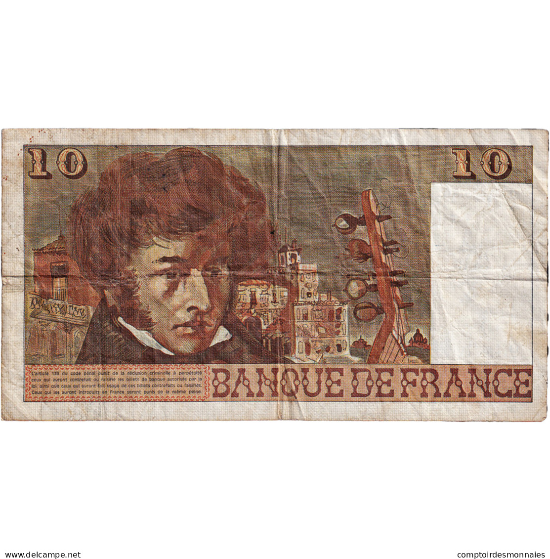 France, 10 Francs, Berlioz, 1975, V.186, TB, Fayette:63.11, KM:150b - 10 F 1972-1978 ''Berlioz''