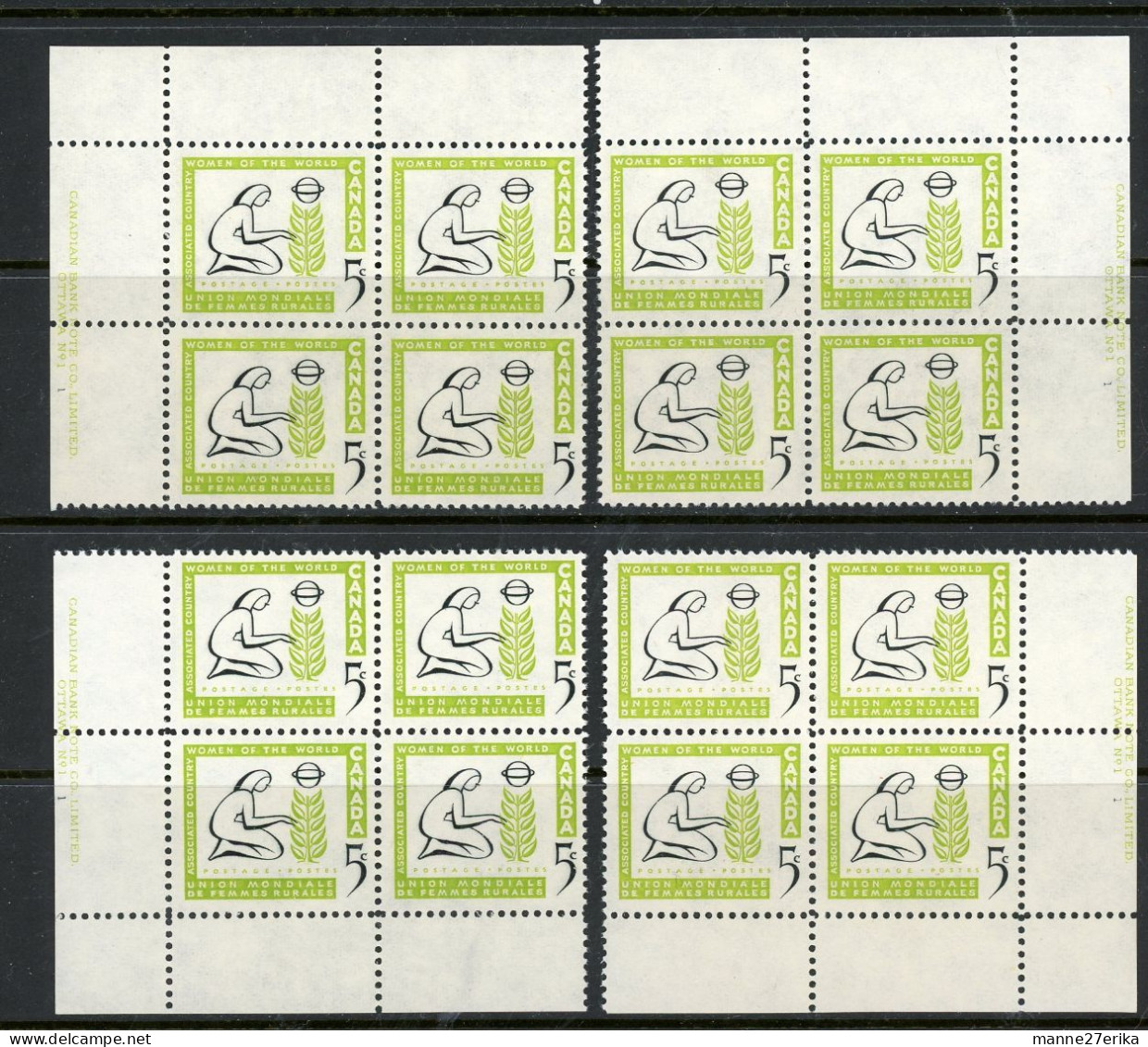 Canada 1959 PB's "Country Women" - Unused Stamps