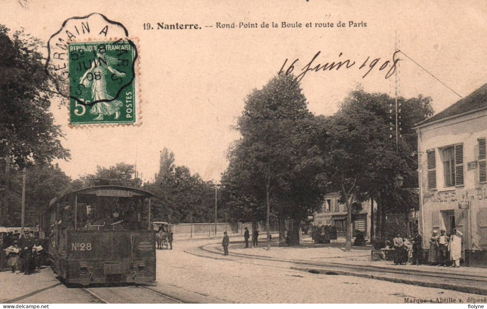 Nanterre - Rond Point De La Boule Et Route De Paris - Tram Tramway - Café - Nanterre