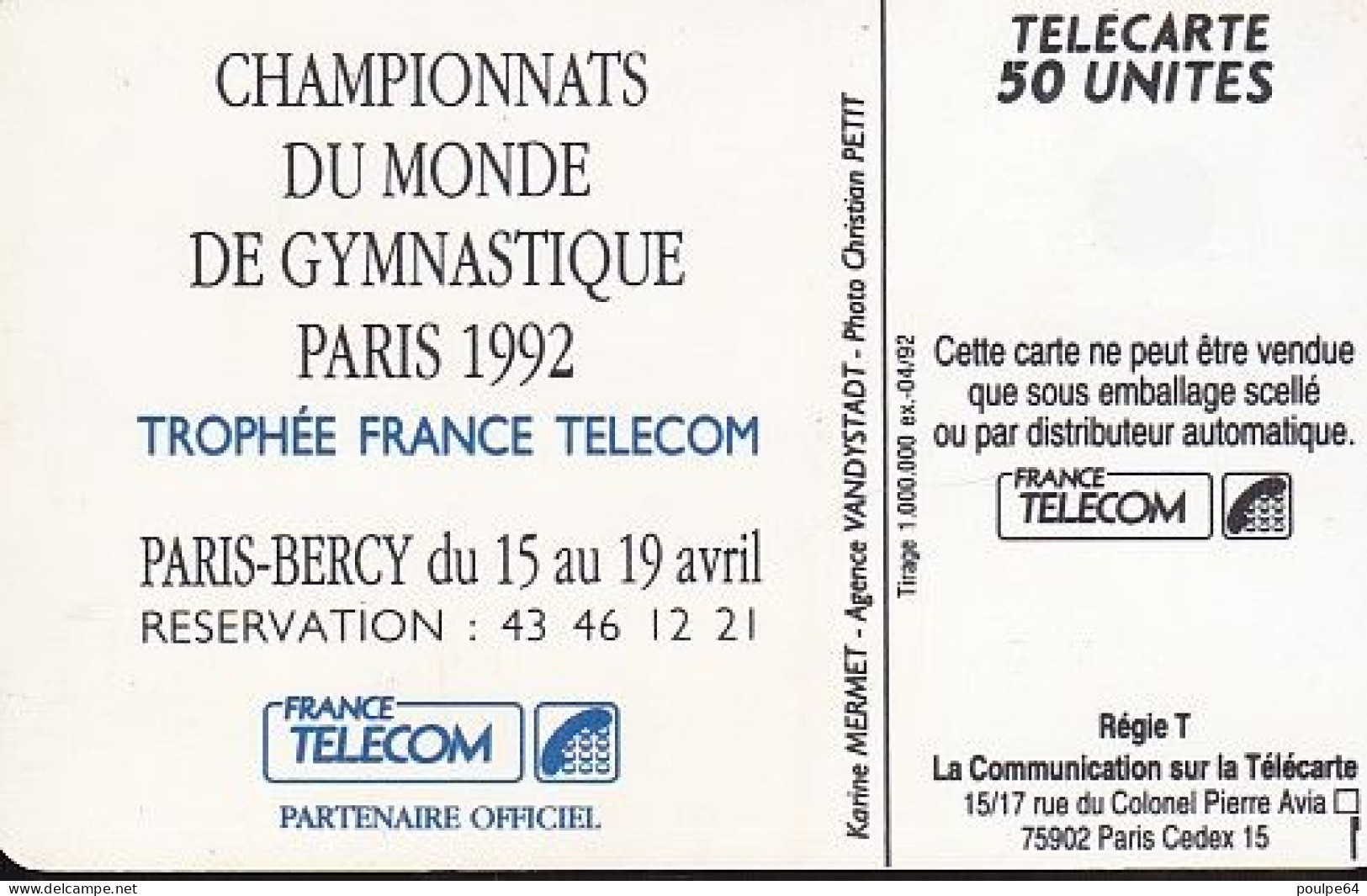 F267Aa - 04/1992 - BERCY " Femme " - 50 SC5 (pas De Puce Au Dos) - 1992
