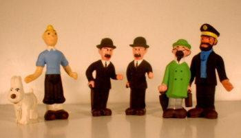TINTIN FAMILY RUBBER 6 FIGURES IN BAG NEW - Tintin