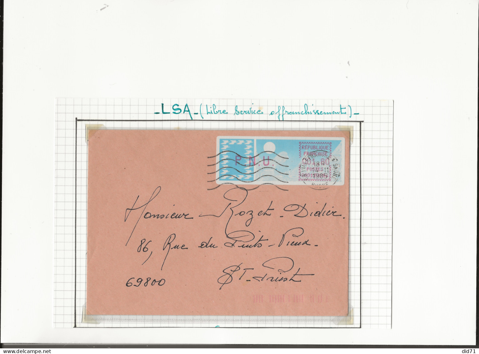 2 Vignettes - LSA - Sur Lettre  - Villefranche Sur Saône 69 - - 1981-84 LS & LSA Prototipos