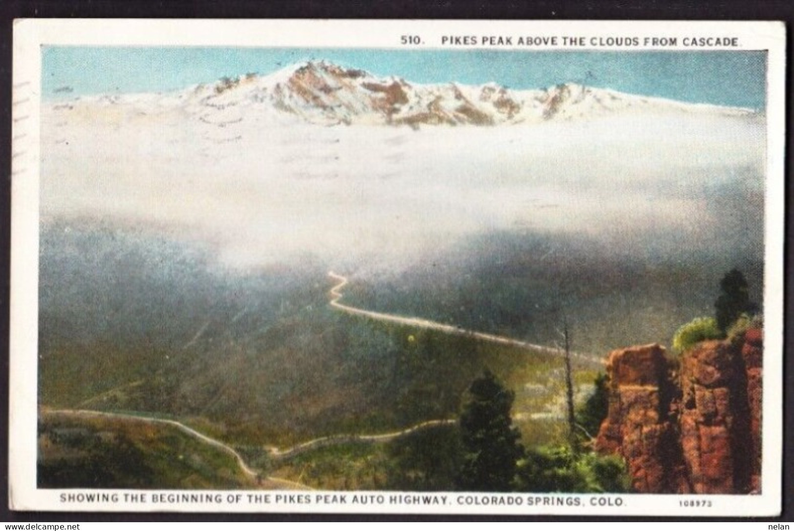 SHOWING THE BEGINNING OF THE PIKES PEAK AUTO HIGWAY - COLORADO SPRINGS - F.P. - STORIA POSTALE - Colorado Springs