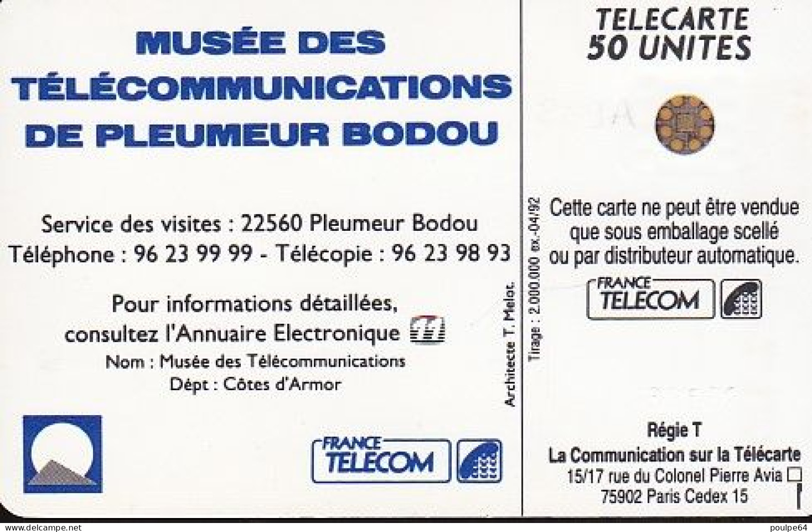 F269A - 04/1992 - PLEUMEUR BODOU " Musée " - 50 SC5 - 1992