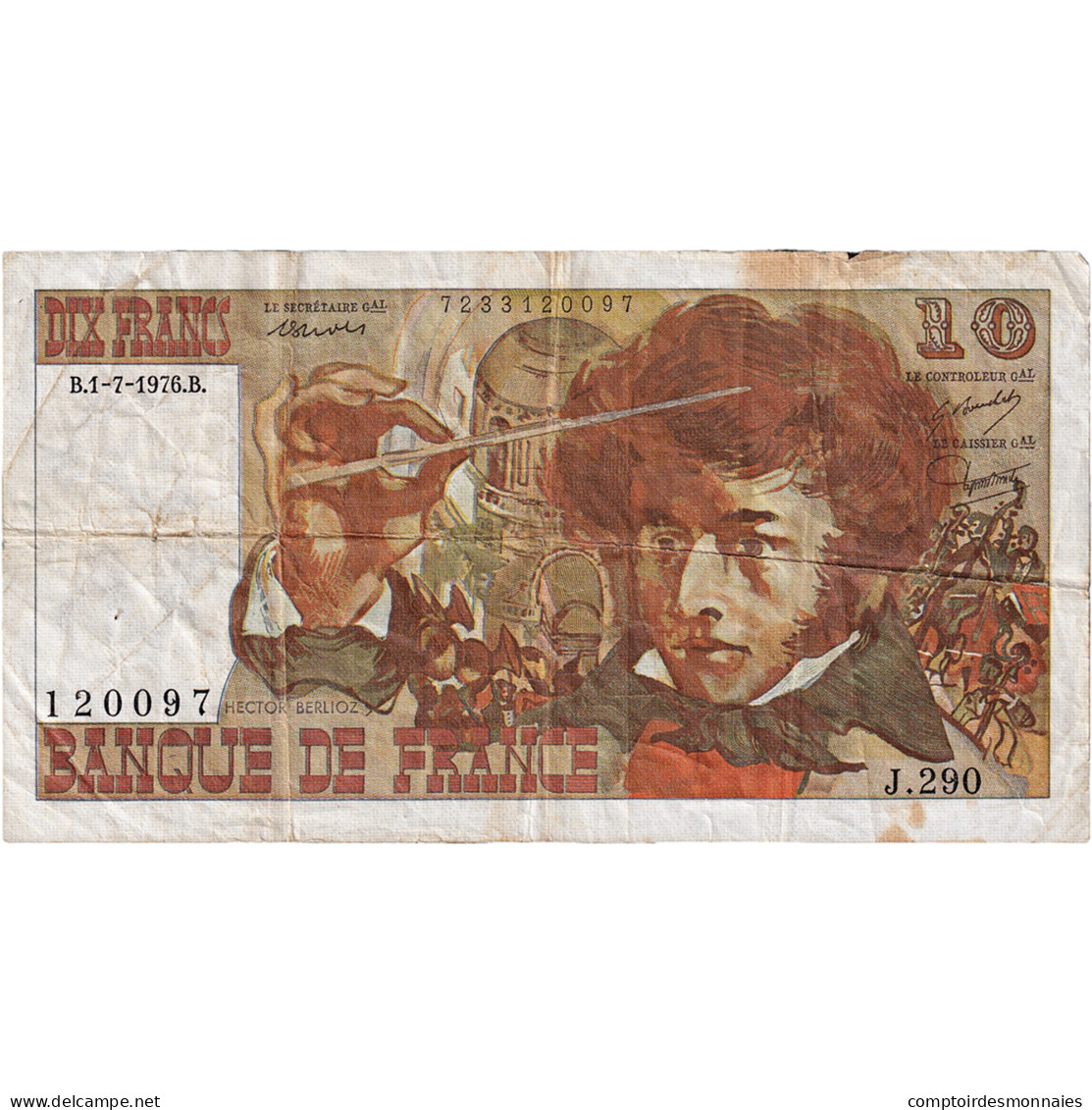 France, 10 Francs, Berlioz, 1976, J.290, TB, Fayette:63.19, KM:150c - 10 F 1972-1978 ''Berlioz''