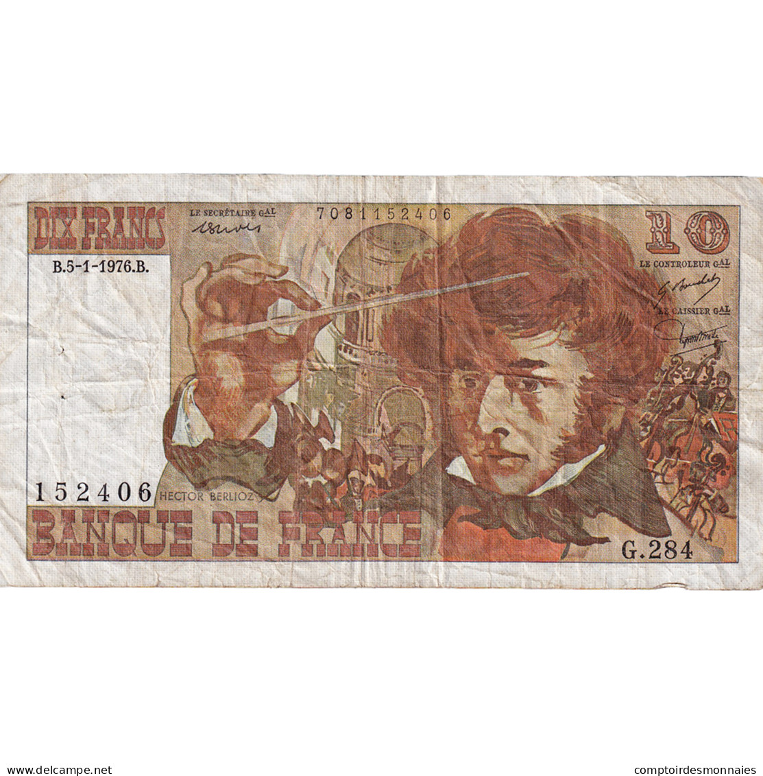 France, 10 Francs, Berlioz, 1976, G.284, TB+, Fayette:63.17, KM:150c - 10 F 1972-1978 ''Berlioz''