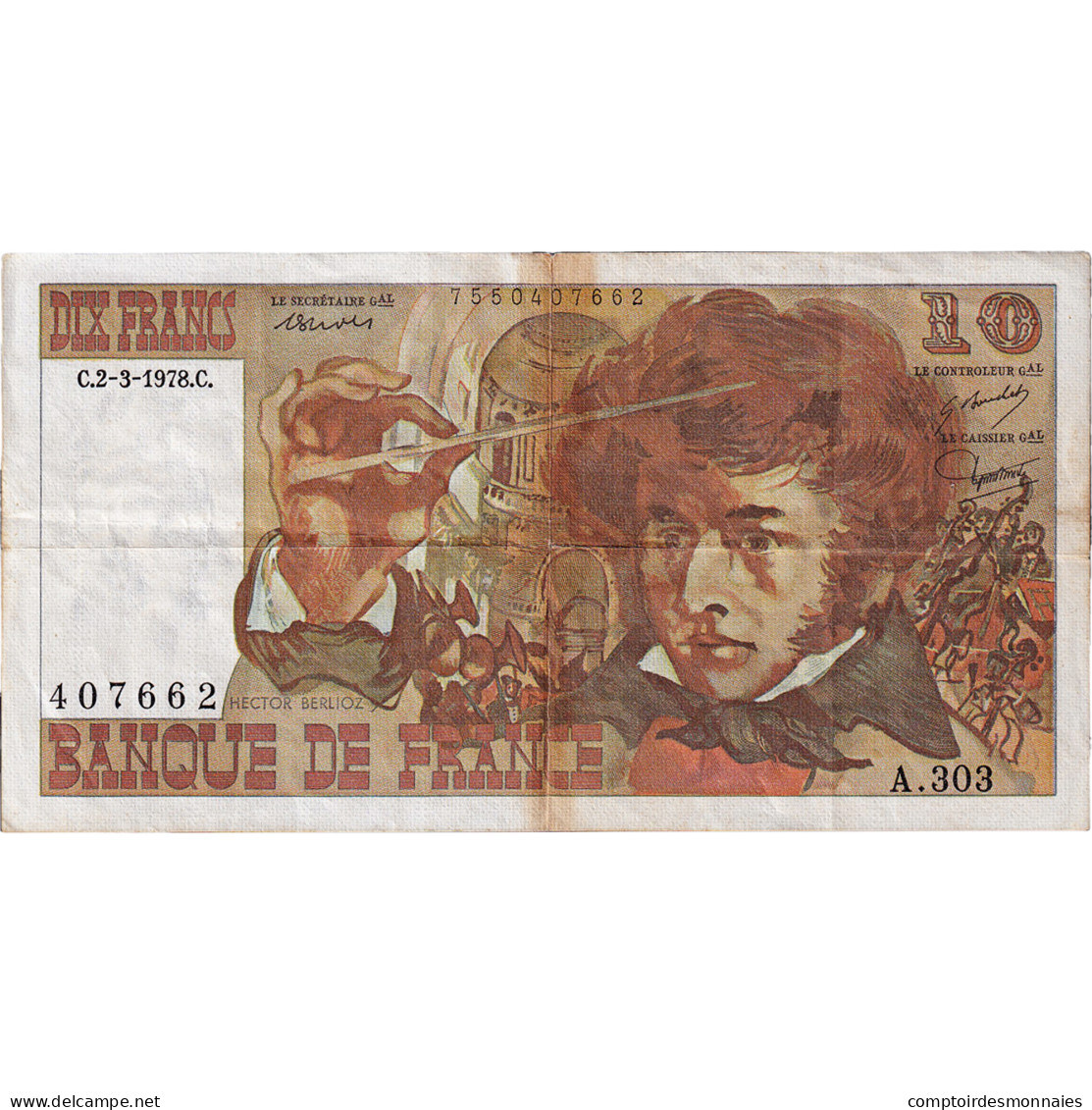 France, 10 Francs, Berlioz, 1978, A.303, TB+, Fayette:63.23, KM:150c - 10 F 1972-1978 ''Berlioz''