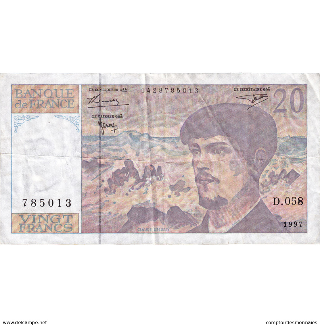 France, 20 Francs, Debussy, 1997, D.058, TTB, Fayette:66ter.2, KM:151i - 20 F 1980-1997 ''Debussy''