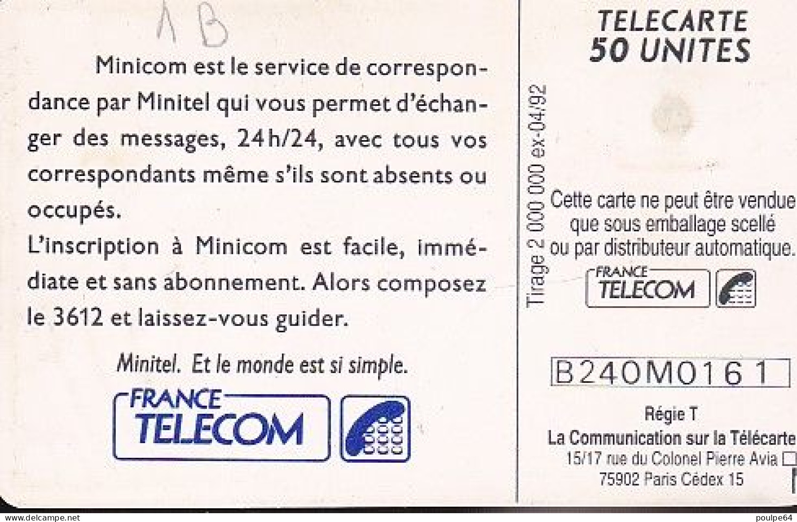 F271 - 04/1992 - 36.12 MINICOM - 50 GEM (1B) - 1992