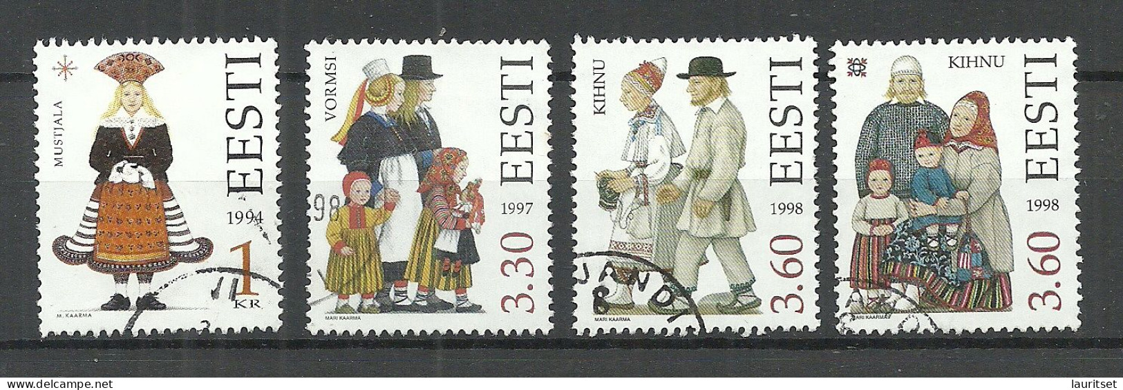 Estland Estonia 1994-1998 Trachten Folk Costumes, 4 Stamps, O - Costumes