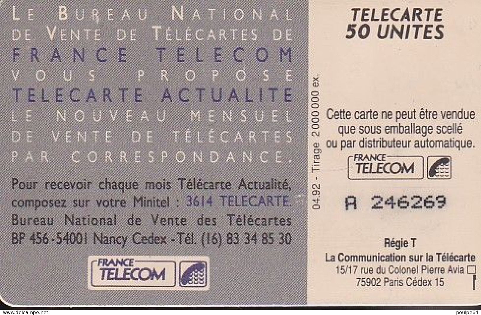 F273A - 04/1992 - TÉLÉCARTE ACTUALITÉ - 50 SO3 - 1992