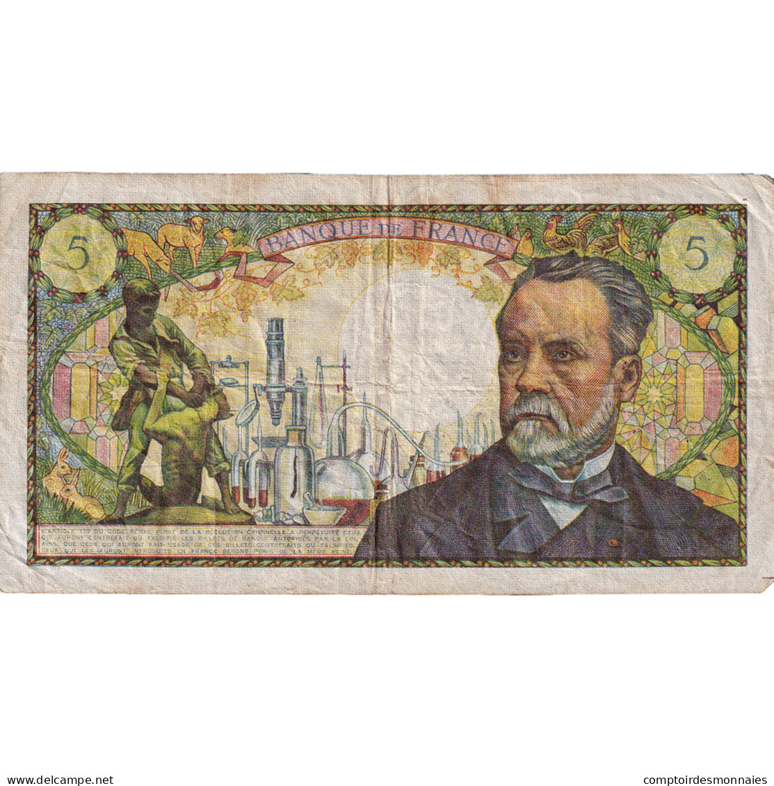 France, 5 Francs, Pasteur, 1968, N.79, TB, Fayette:61.8, KM:146b - 5 F 1966-1970 ''Pasteur''