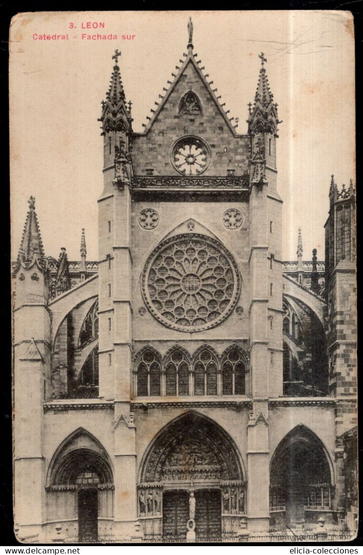 España - Circa 1920 - Postcard - Leon - Cathedral - South Facade - León