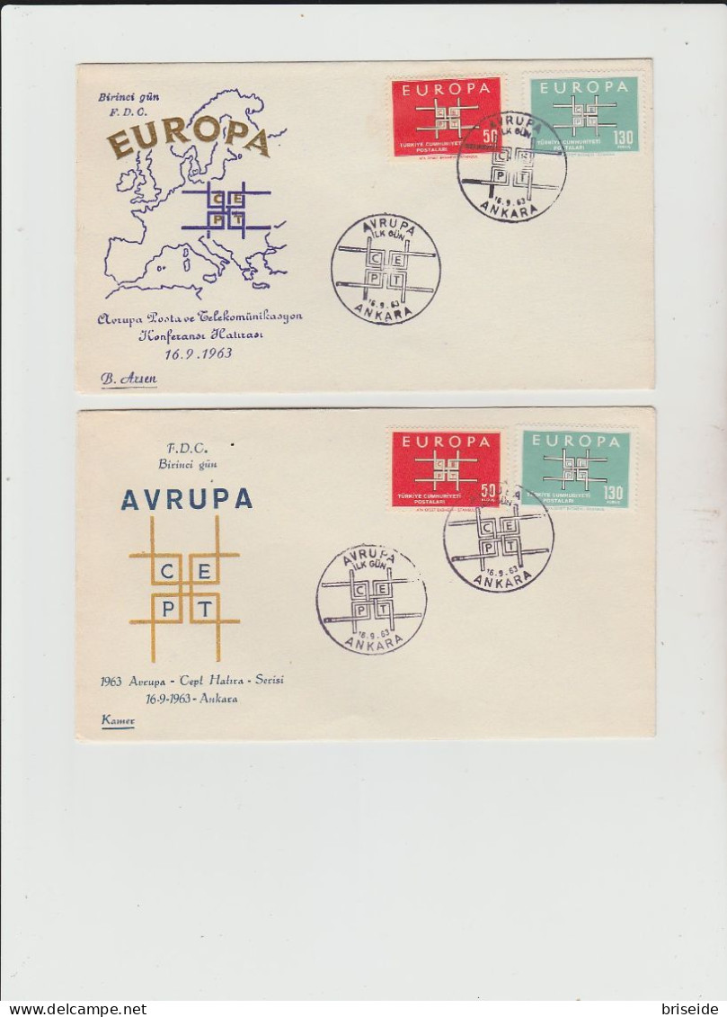 1963 N. 4 BUSTA EUROPA CEPT PREMIER JOUR D'EMISSION FIRST DAY COVER 1°GIORNO EMIS. TURCHIA Türkiye CUMHURJYETİ - 1963