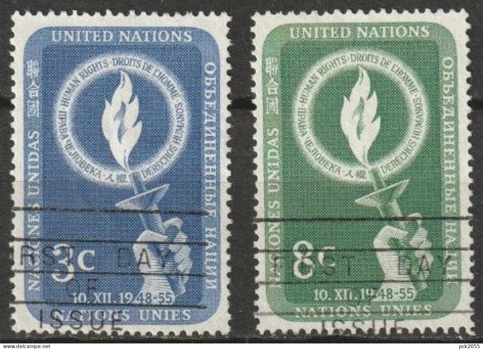 UNO New York 1955 Mi-Nr.45 - 46 O Gestempelt Tag Der Menschenrechte ( 4023/2) Günstiger Versand - Used Stamps