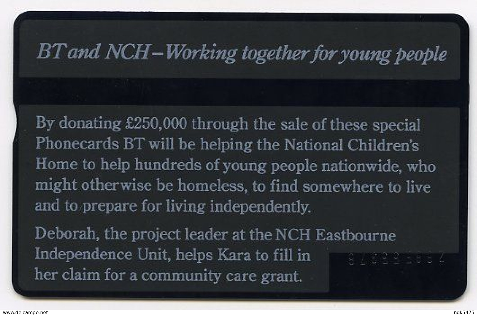 BT PHONECARD : NATIONAL CHILDREN'S HOME (NCH EASTBOURNE) : 20 UNITS - BT Advertising Issues