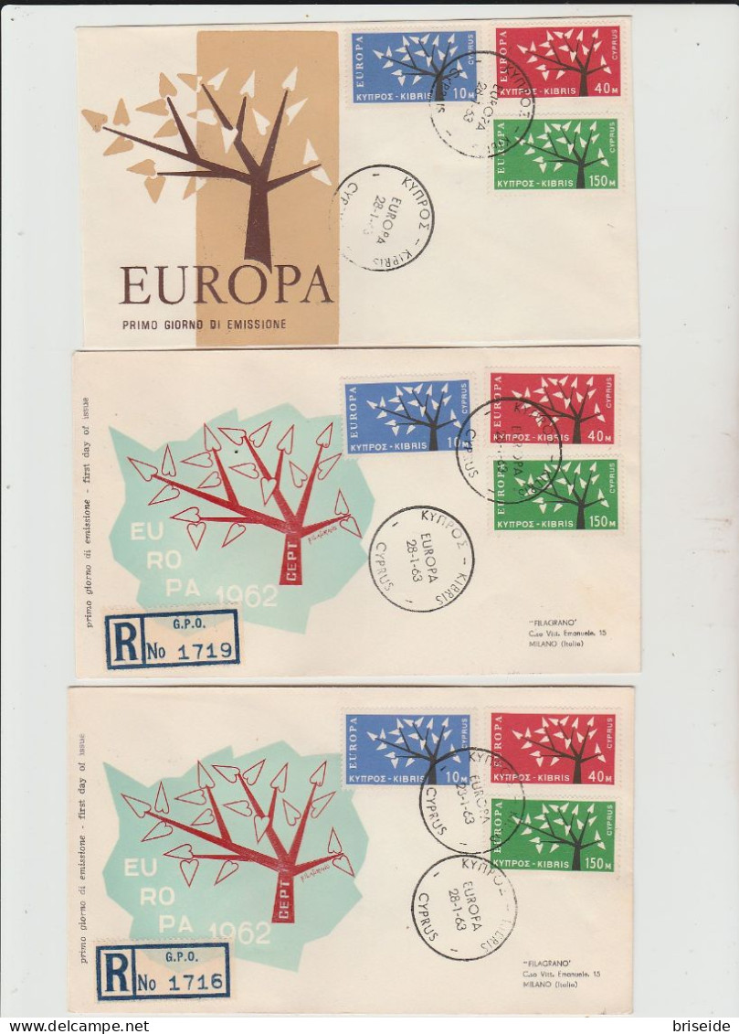 1963 N. 5 BUSTE EUROPA CEPT PREMIER JOUR D'EMISSION FIRST DAY COVER 1°GIORNO EMIS. CYPRUS - 1963