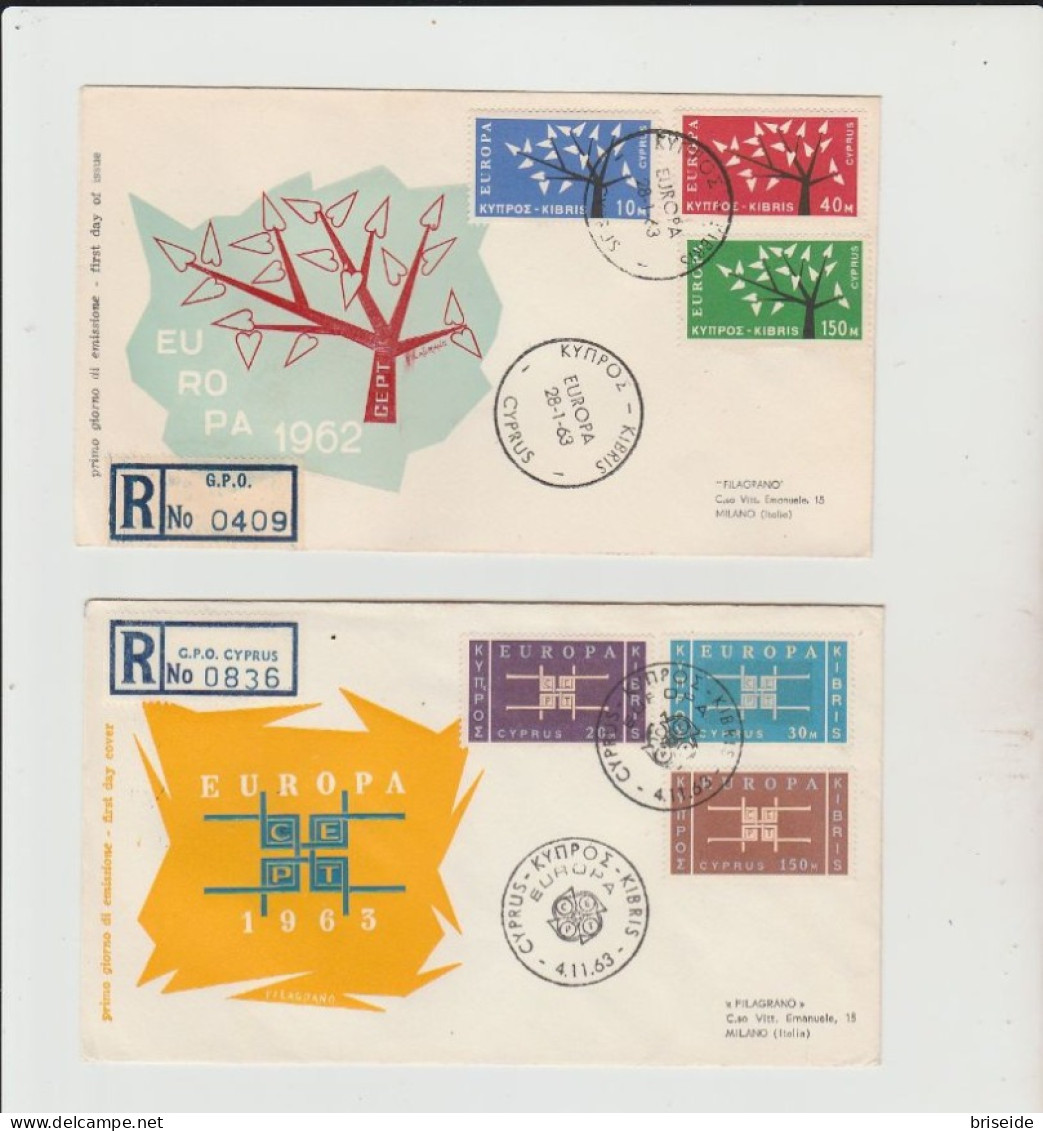 1963 N. 5 BUSTE EUROPA CEPT PREMIER JOUR D'EMISSION FIRST DAY COVER 1°GIORNO EMIS. CYPRUS - 1963