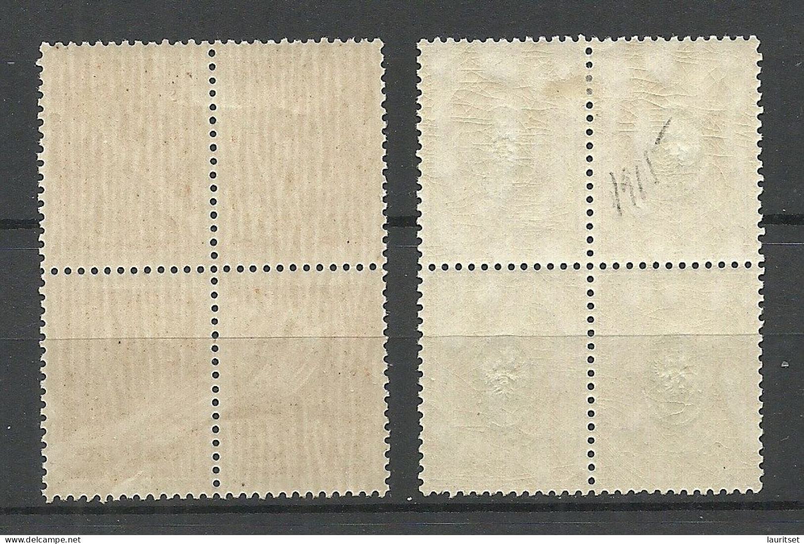 FINLAND FINNLAND 1911 Michel 61 & 65 As 4-blocks MNH/MH (2 Upper Stamps Are MNH/**, Lower Row Is MH/*) - Unused Stamps