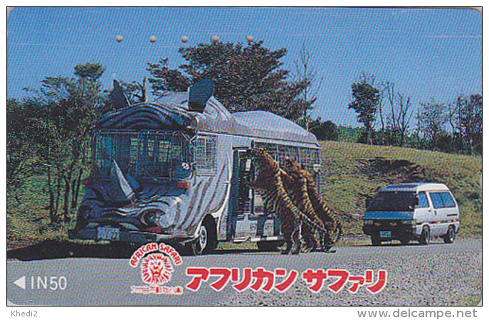 Télécarte JAPON / 110-011 - Animal Felin -  TIGRE / African Safari - TIGER Feline JAPAN Phonecard -  829 - Selva