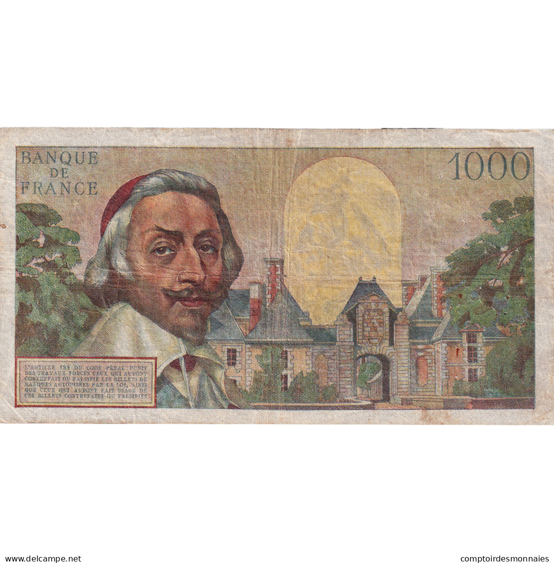 France, 1000 Francs, Richelieu, 1955, M.116, TTB, Fayette:42.11, KM:134a - 1 000 F 1953-1957 ''Richelieu''